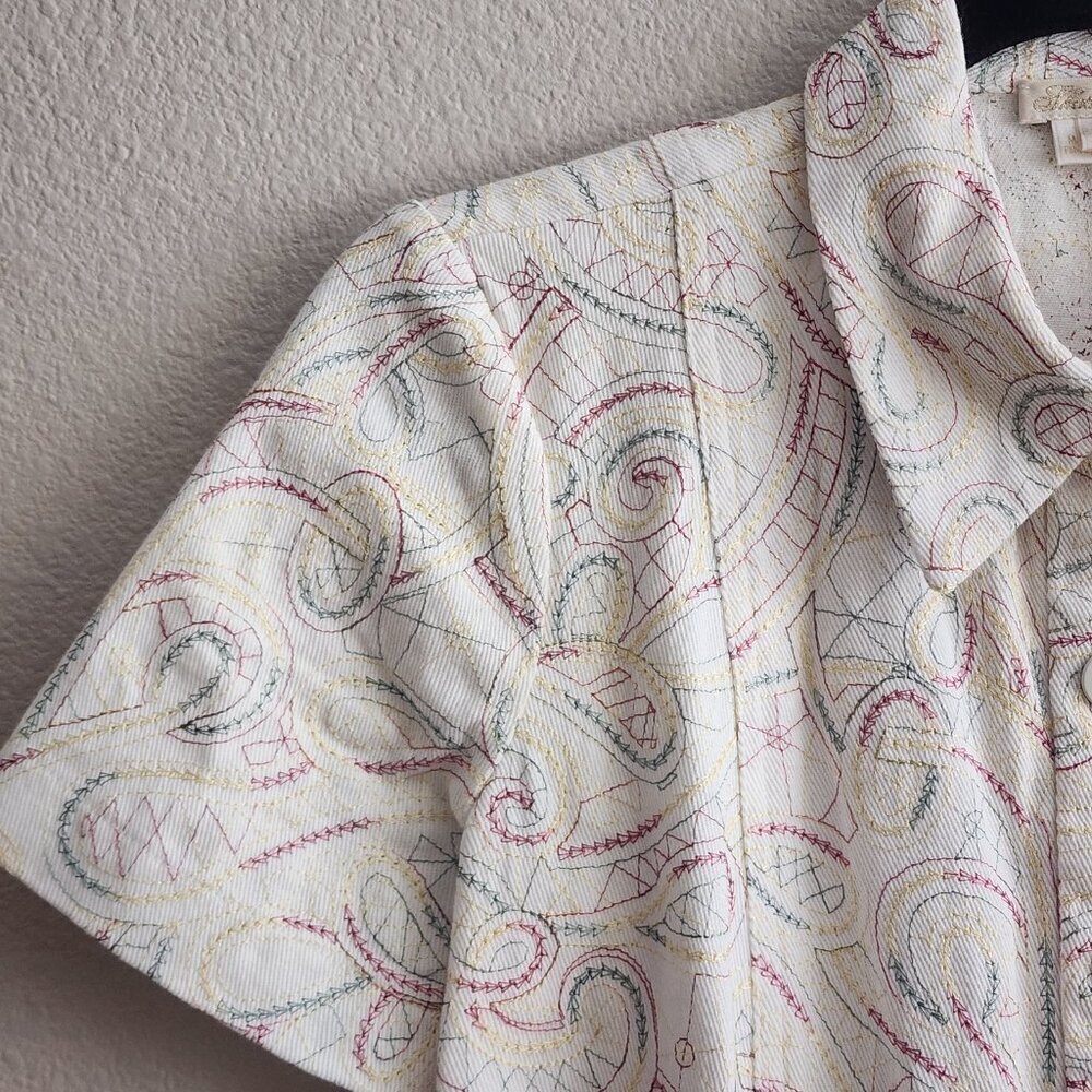 Shoshanna Romper Womens 4 White Multicolor Paisley Short Sleeve Belted Pockets - Picture 3 of 14